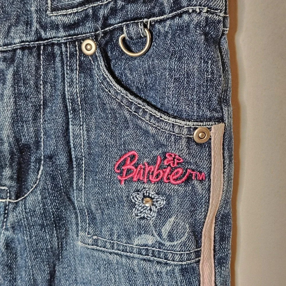 Barbie Vintage Girls‎ Jeans Size 6 Denim Flare Embroidered Flowers Y2K 2004